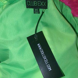 Green/ pink faux fur jacket. Size medium, dolls kill